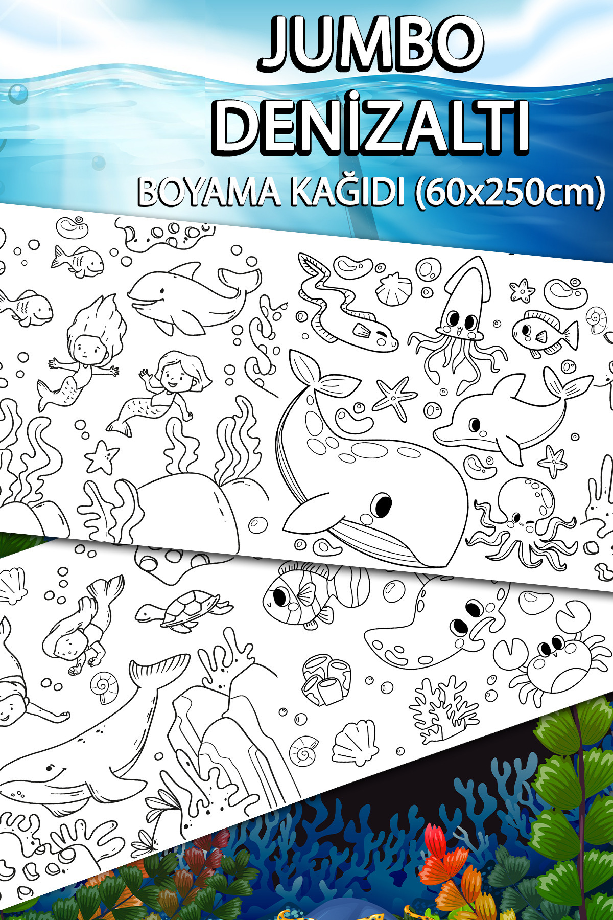 Jumbo Sea Creatures Giant Dyeing Paper 60cmx250cm