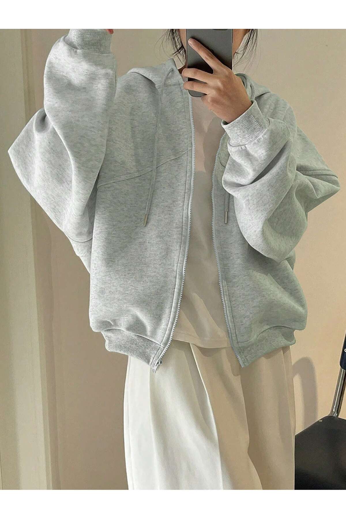 MONFİ  KADIN OVERSİDE FERMUARLI CEKET