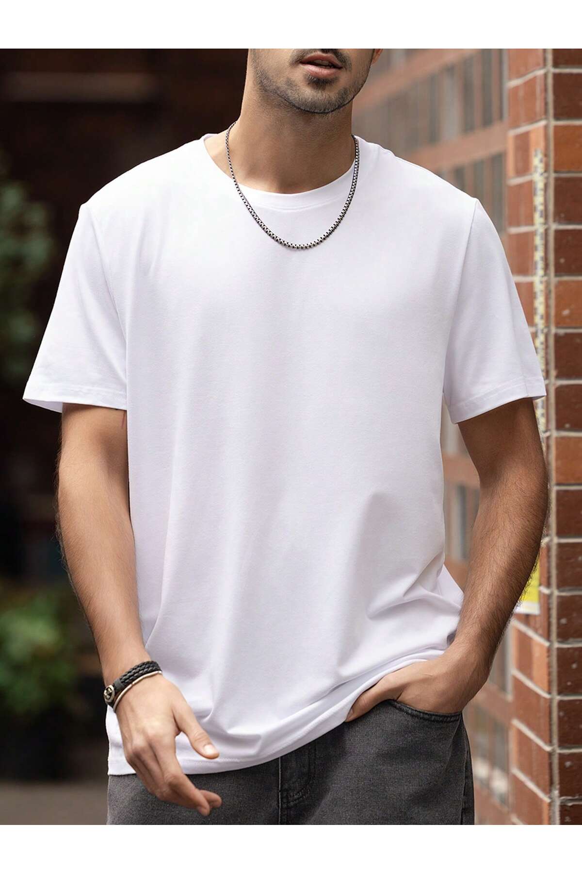 EYAX MODA  ERKEK OVERSIZE DÜZ TİŞÖRT - Görsel 2
