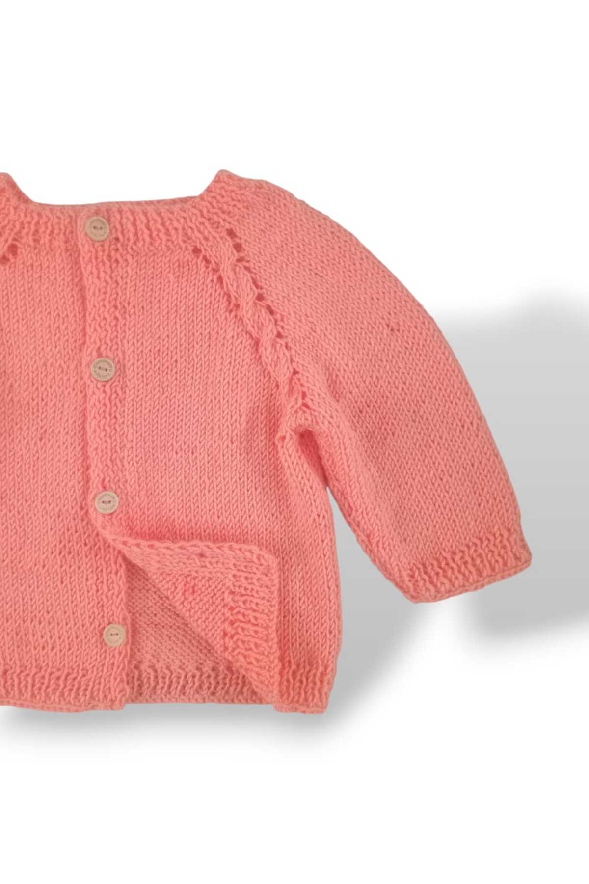 Tokuşka 1-2 Yaş Örme Somon Rengi Kız Bebek Hırkası fotoğrafı 6 (önizleme)