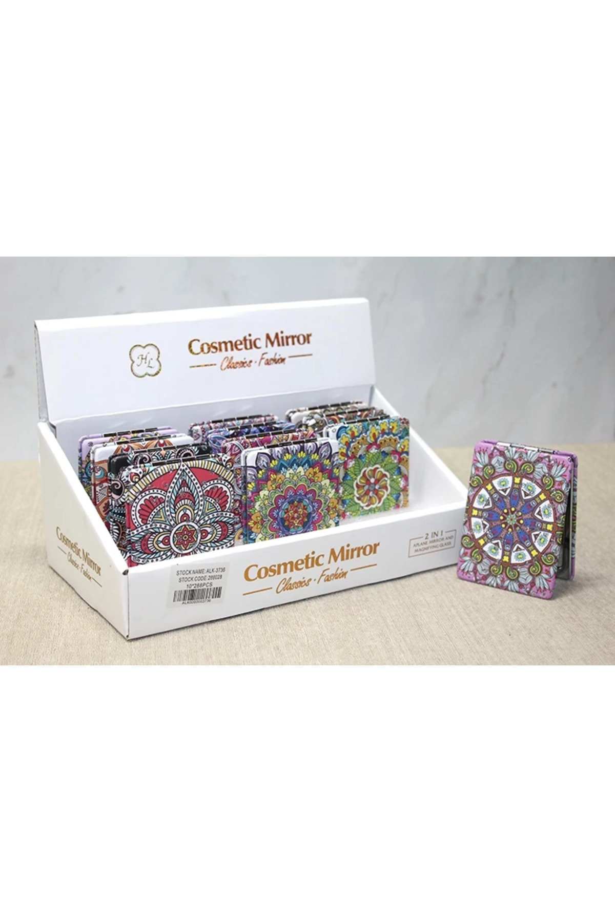 NARUE Taşlı El Aynası Dikdörtgen İnce Alk3736