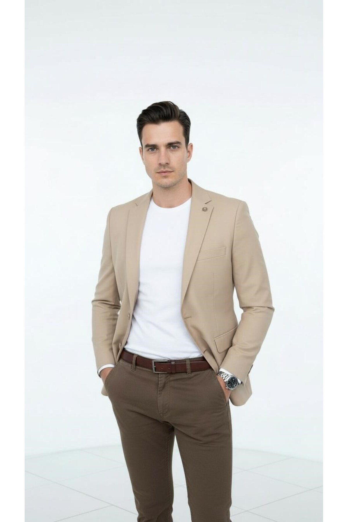 Plus Scorpion  Erkek Slim Fit Blazer Ceket – Tek Düğmeli Spor & Klasik Kombin - Görsel 2