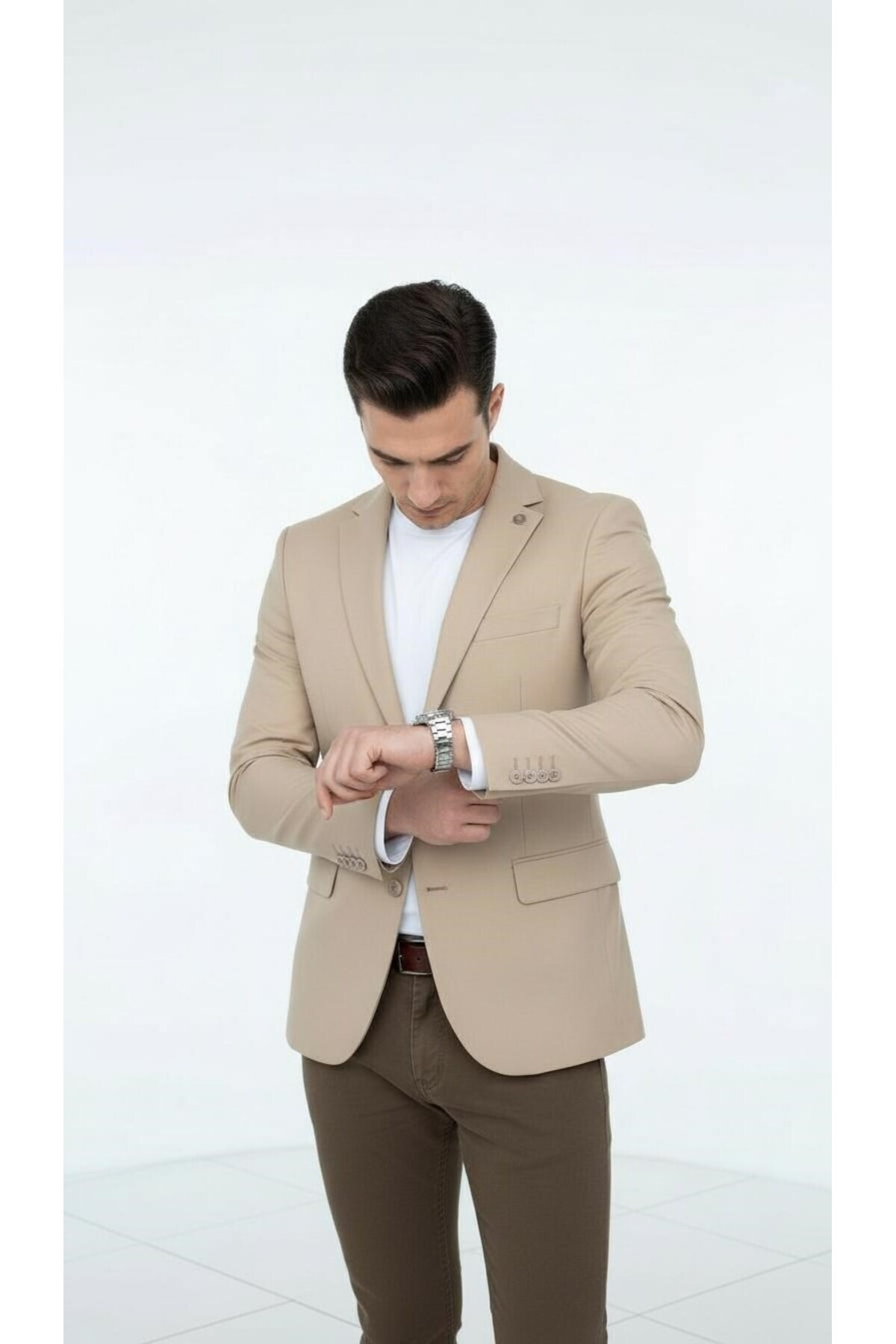 Plus Scorpion  Erkek Slim Fit Blazer Ceket – Tek Düğmeli Spor & Klasik Kombin - Görsel 3