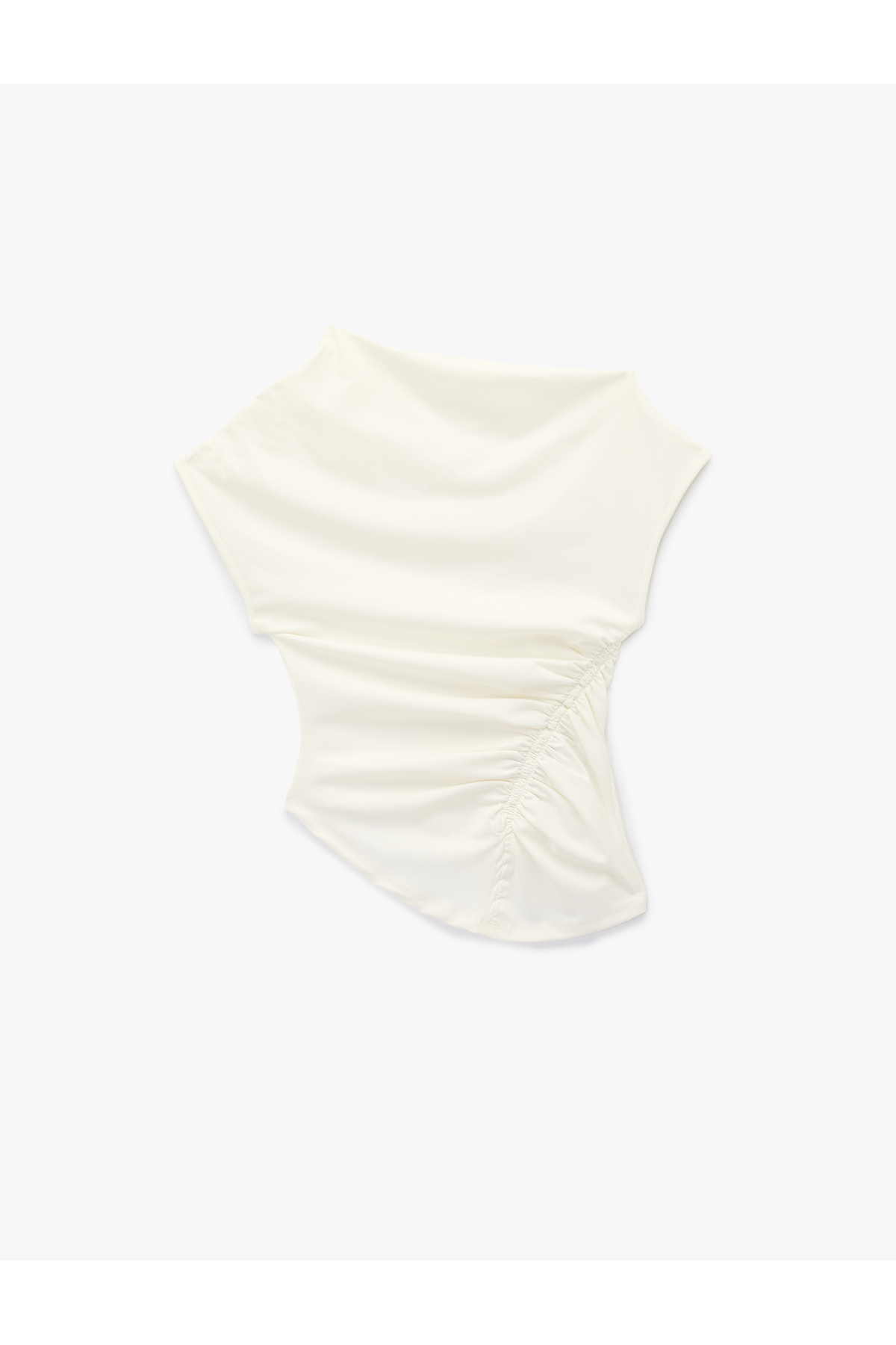Koton Kolsuz Drape Detaylı Asimetrik Tişört