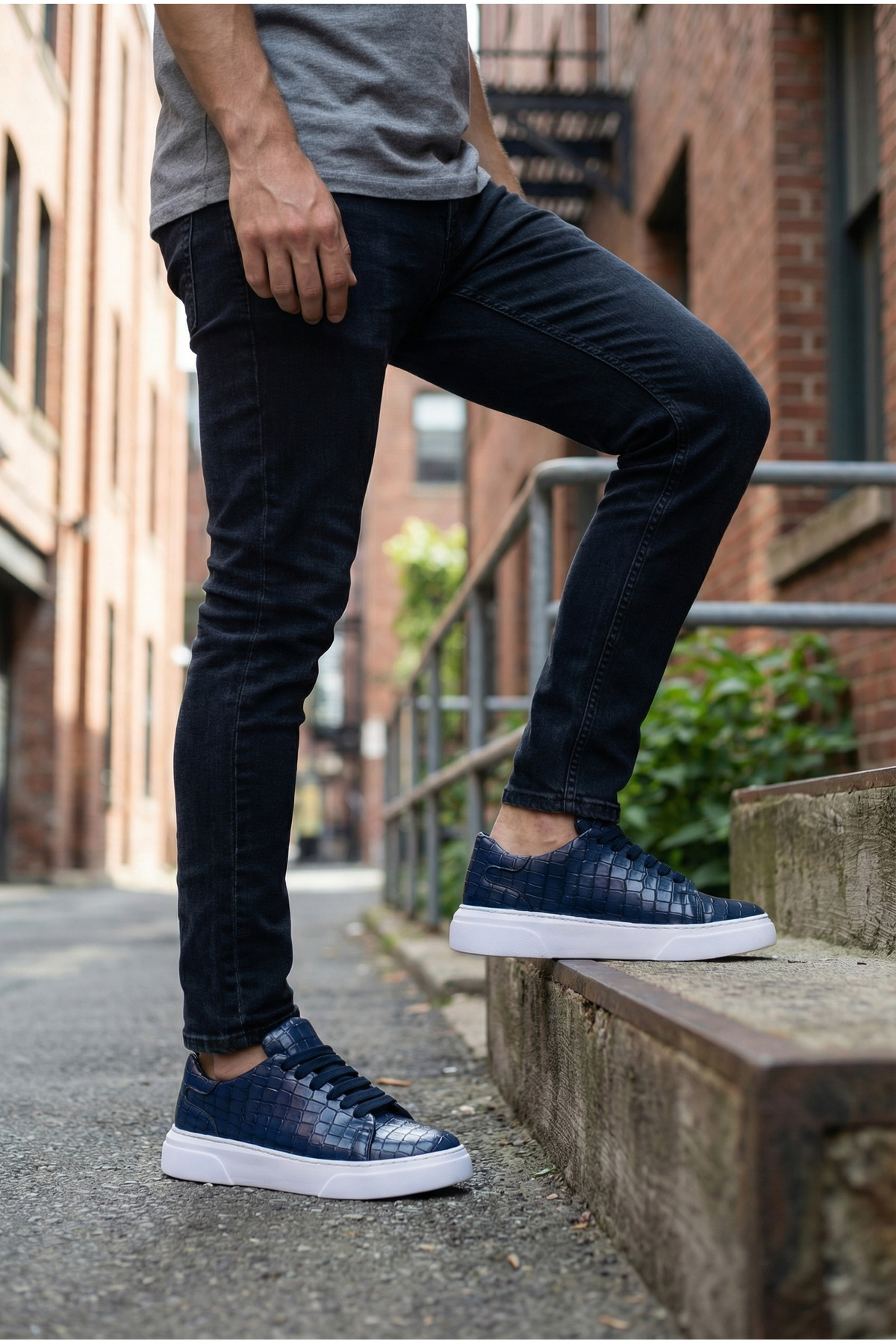 sauron  Lacivert Beyaz Erkek Günlük Casual Ayakkabı Ortopedik Tabanlı A318 - Görsel 5