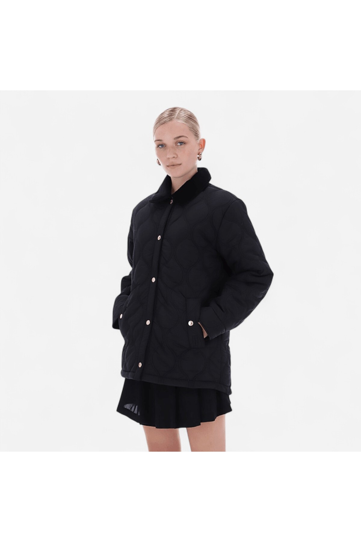 Hunter  WITTON QUILTED SHACKET Kadın Siyah Mont HARW0004252-HB