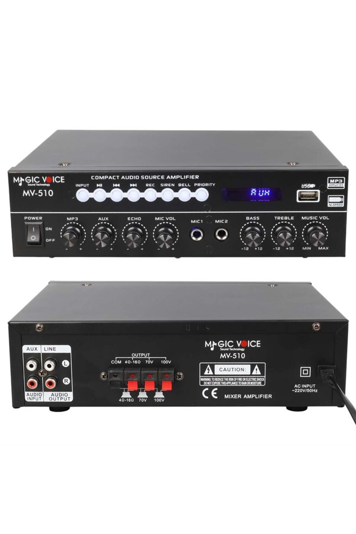MagicVoice MV-510 50 Watt Usb-Sd-Bluetooth Girişli Hat Trafolu Ses