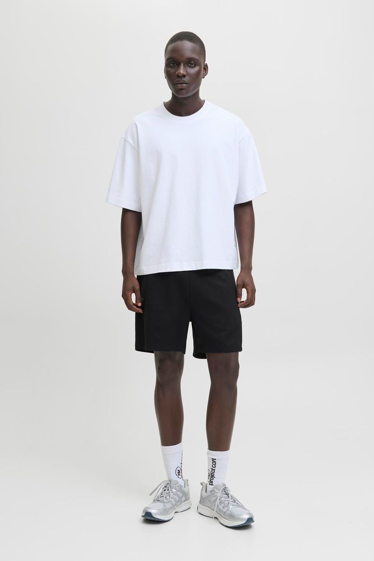 جک اند جونز شلوارک سویشرت مردانه مشکی کمر معمولی سایز معمولی ۱۲۲۷۳۳۰۴_JPSTGORDON FUSION SWEAT SH