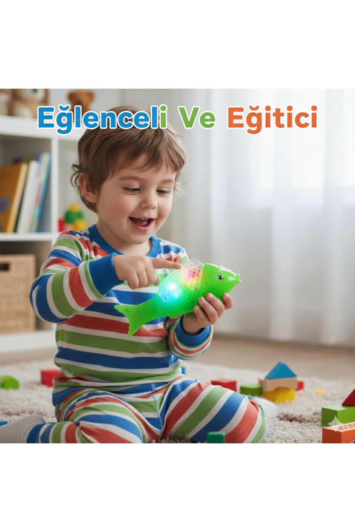 Lunitoys Yeşil Balık Müzikli Işıklı Yürüyen Balık Oyuncak 23 Cm fotoğrafı 2 (önizleme)