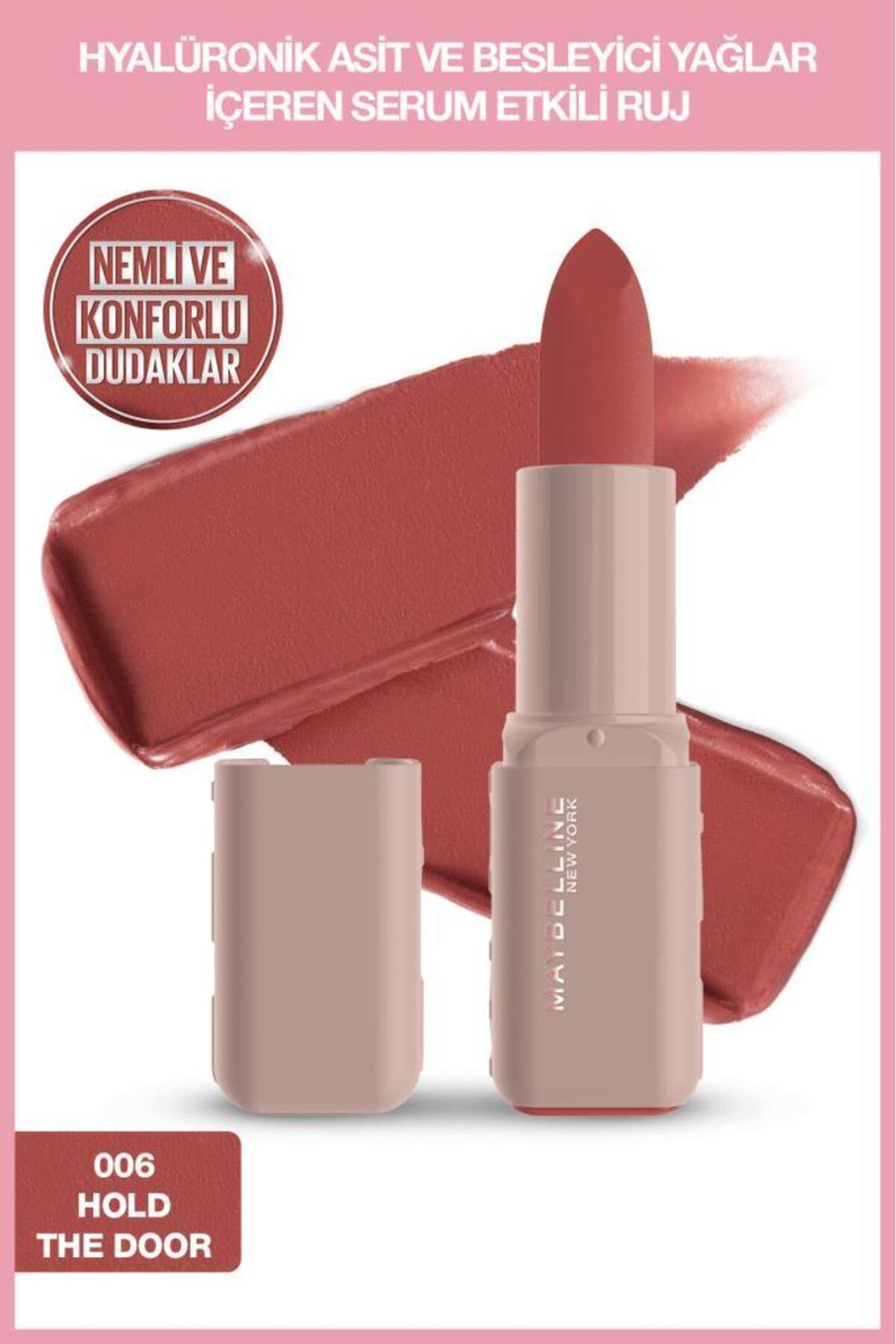 Maybelline New York Serum Etkili Hyalüronik Asit ve Besleyici Yağ İçeren Ruj - 006 Hold The Door