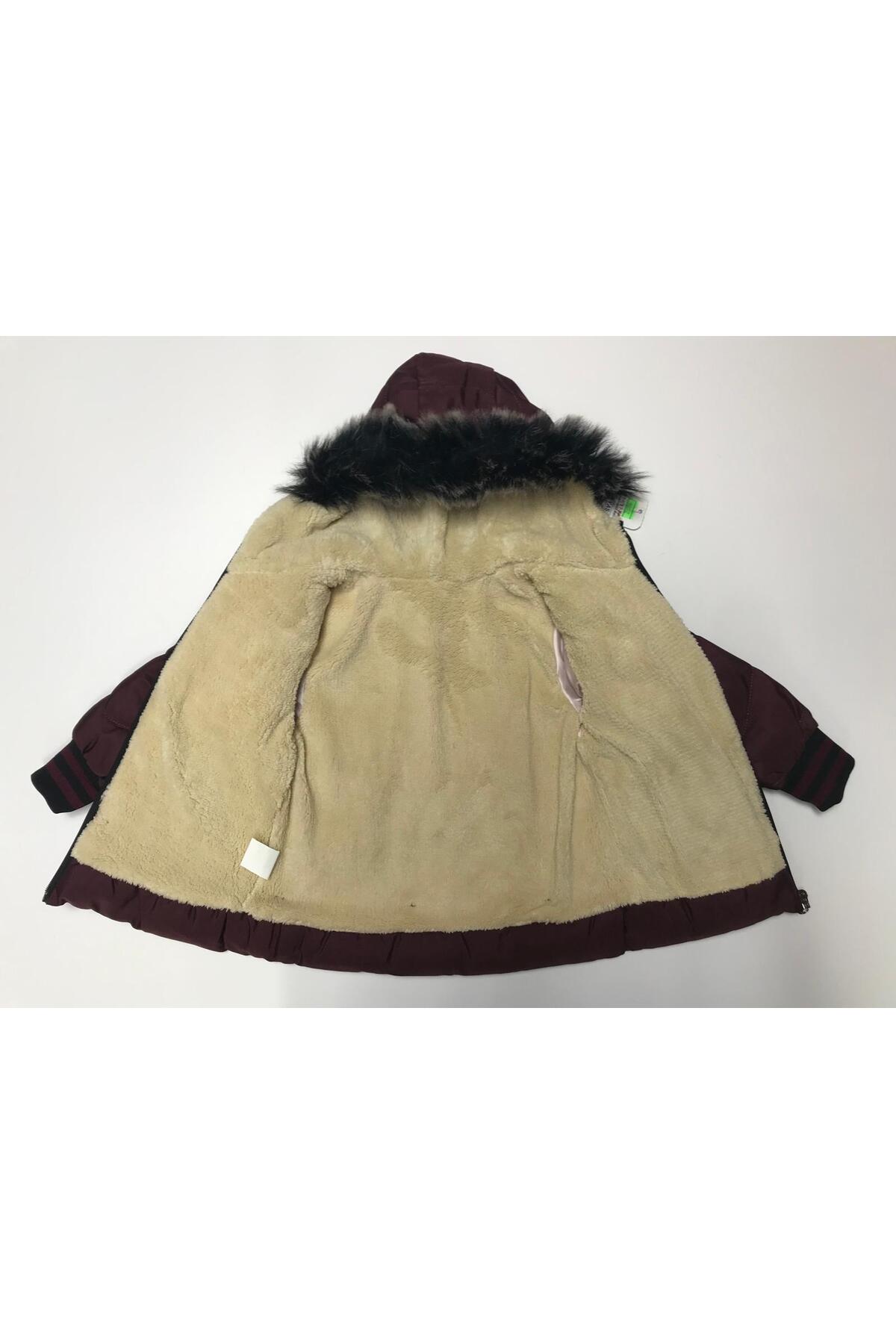 Baby Slon Kids Clup Kışlık fermuarlı kapüşonlu belden kemerli welsoft astarlı su ve rüzgar geçirmez kız bebek çocuk mont fotoğrafı 3 (önizleme)