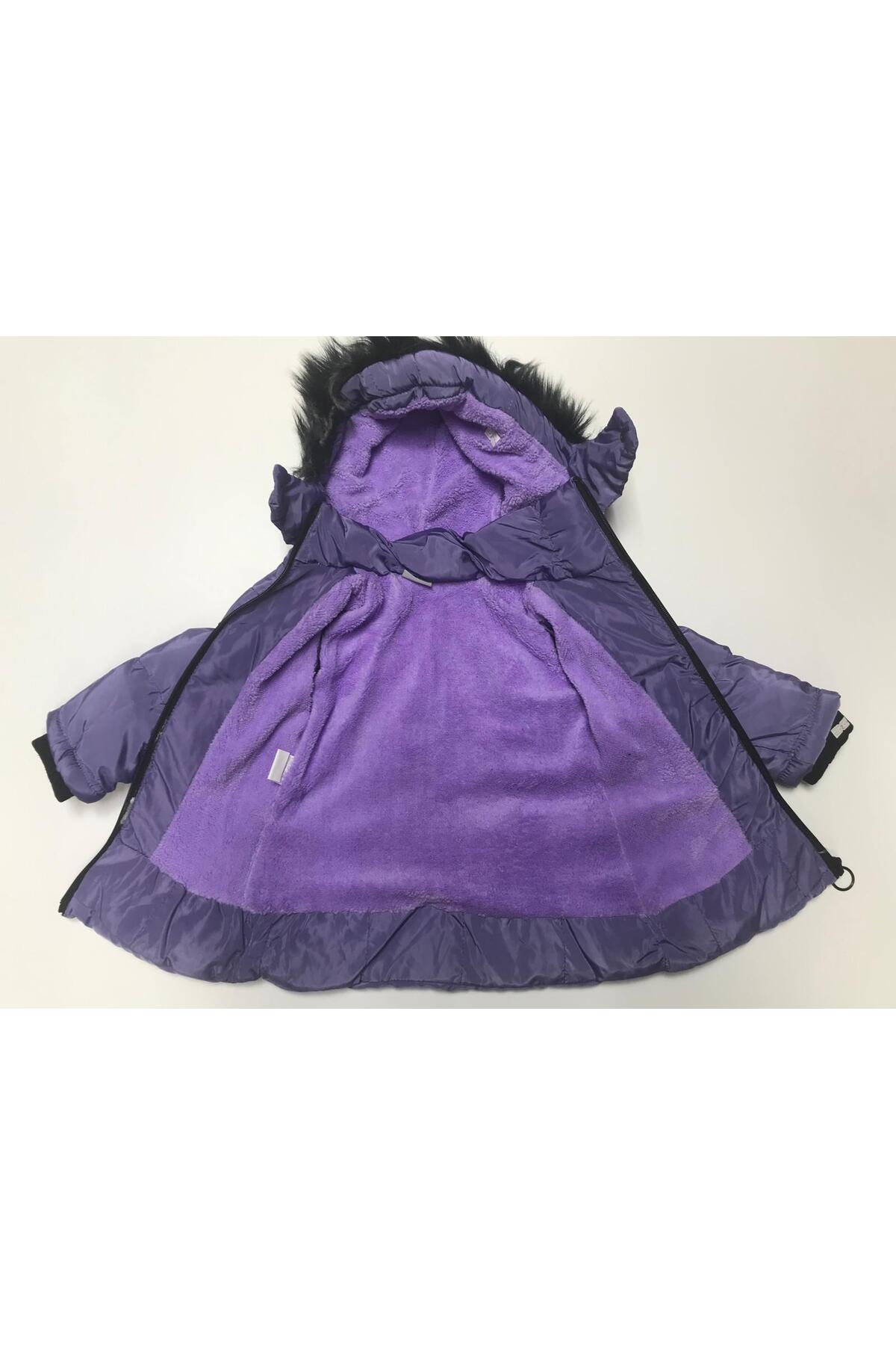 Baby Slon Kids Clup Kışlık fermuarlı kapüşonlu çift cepli welsoft astarlı su ve rüzgar geçirmez kız bebek çocuk mont fotoğrafı 3 (önizleme)