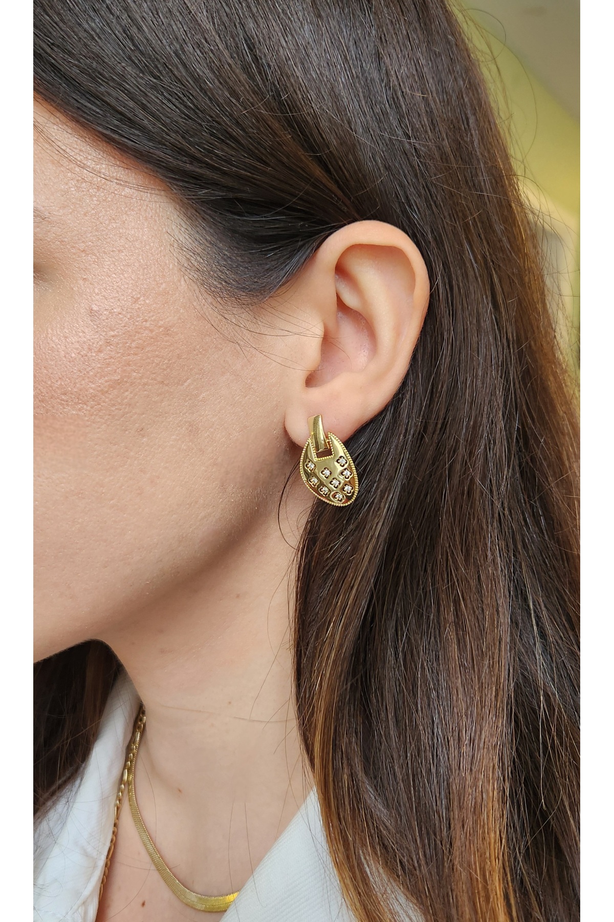 14K GOLD RENK XUPİNG KARARMAZ ELİPS KÜPE