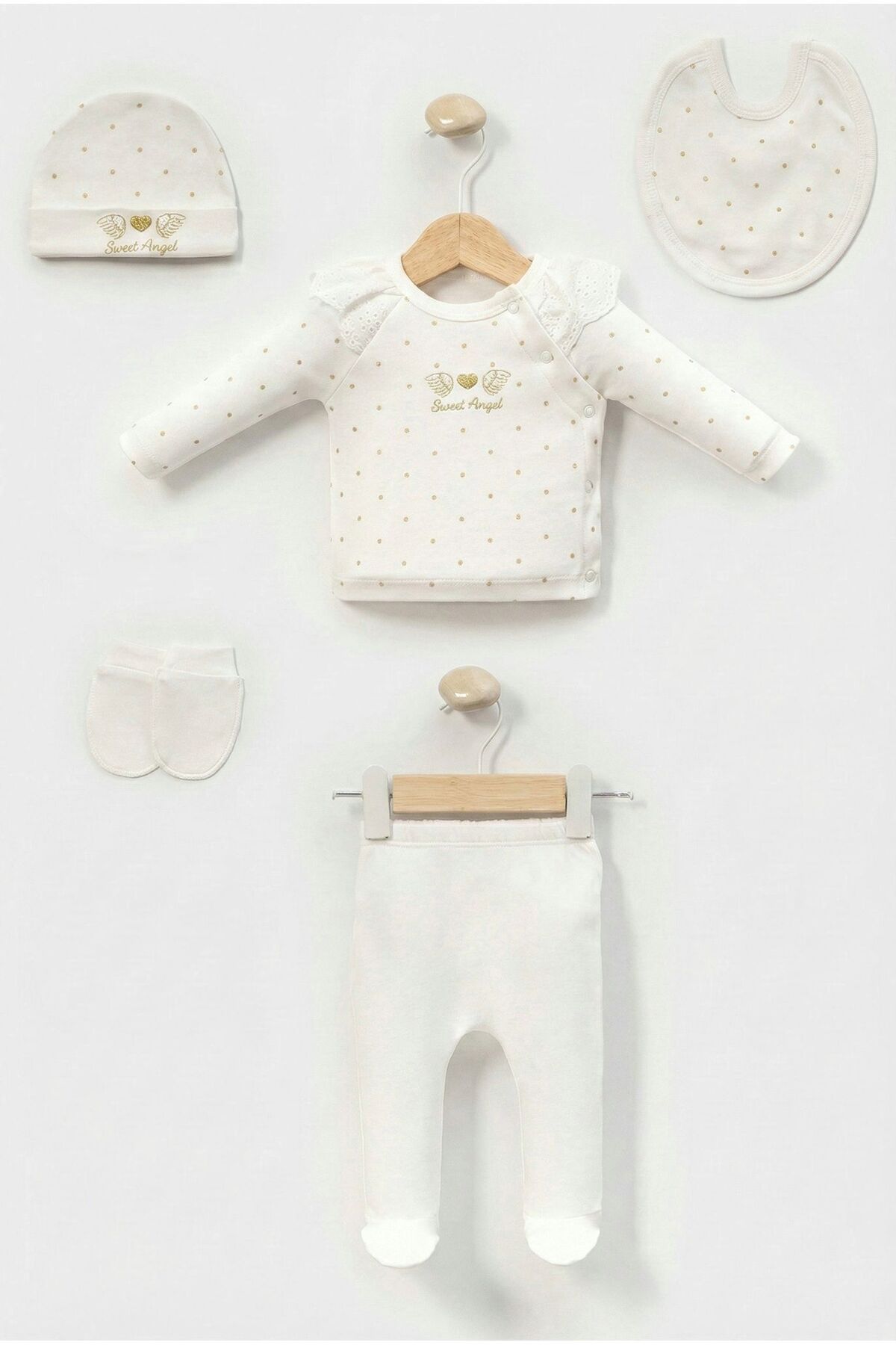 yukobaby bebeğiniz için en doğalı Kız Bebek Melek Kanatlı 5'li Yenidoğan Hastane Çıkışı Set yk2027 fotoğrafı 3 (önizleme)