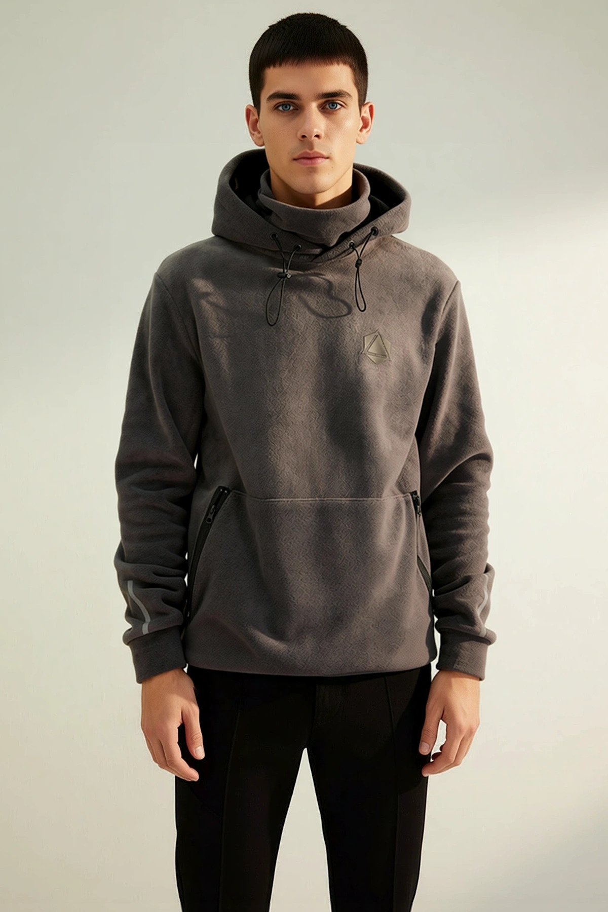 Erkek Kapüşonlu Standart Kol Polar Sweatshirt Fonksiyonel Dayanıklı Kaliteli Konforlu Spor