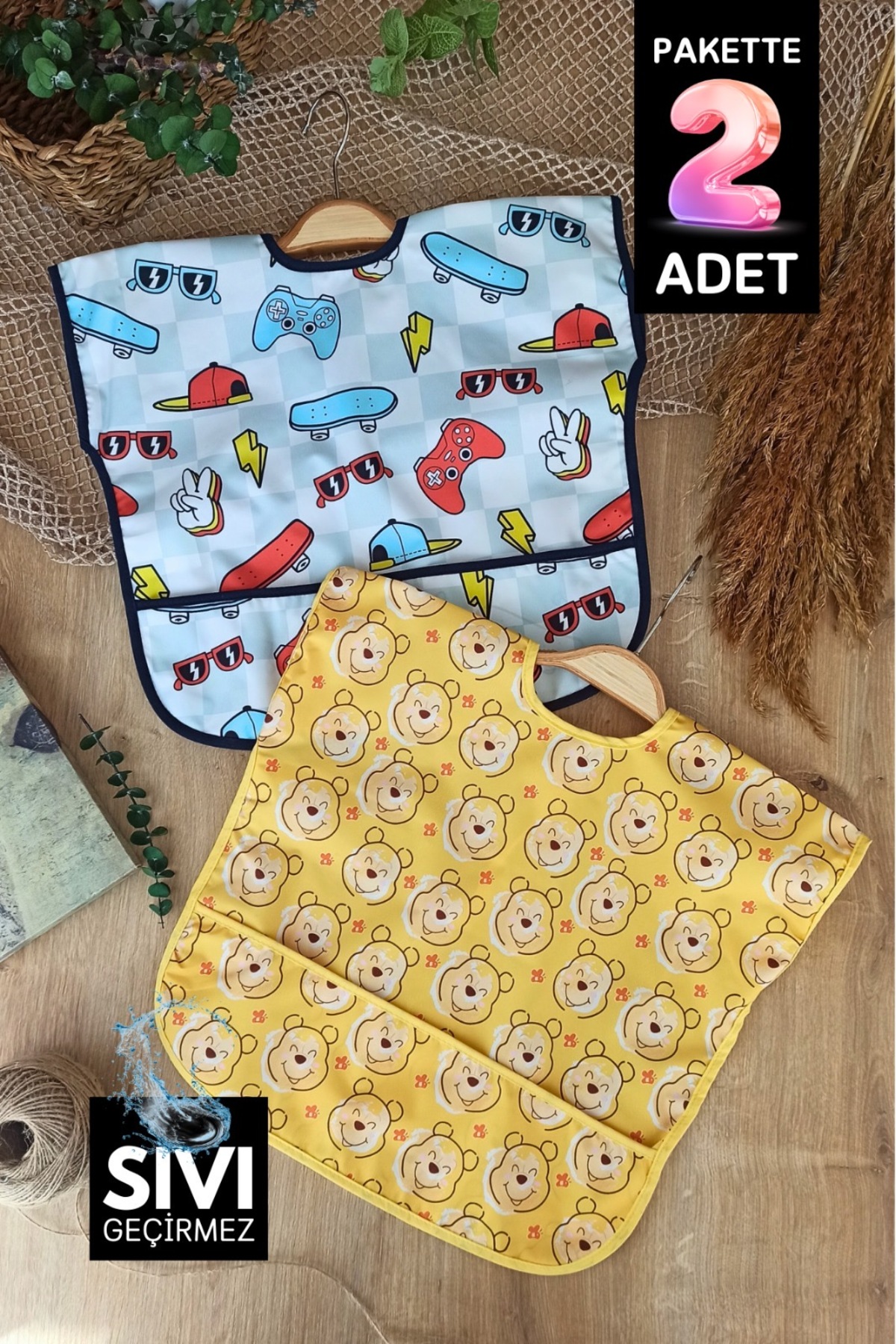 Sıvı Gecirmez Mama ve Aktivite Önlüğü Kolsuz 0-36 Ay Önlük PLAY - BEAR