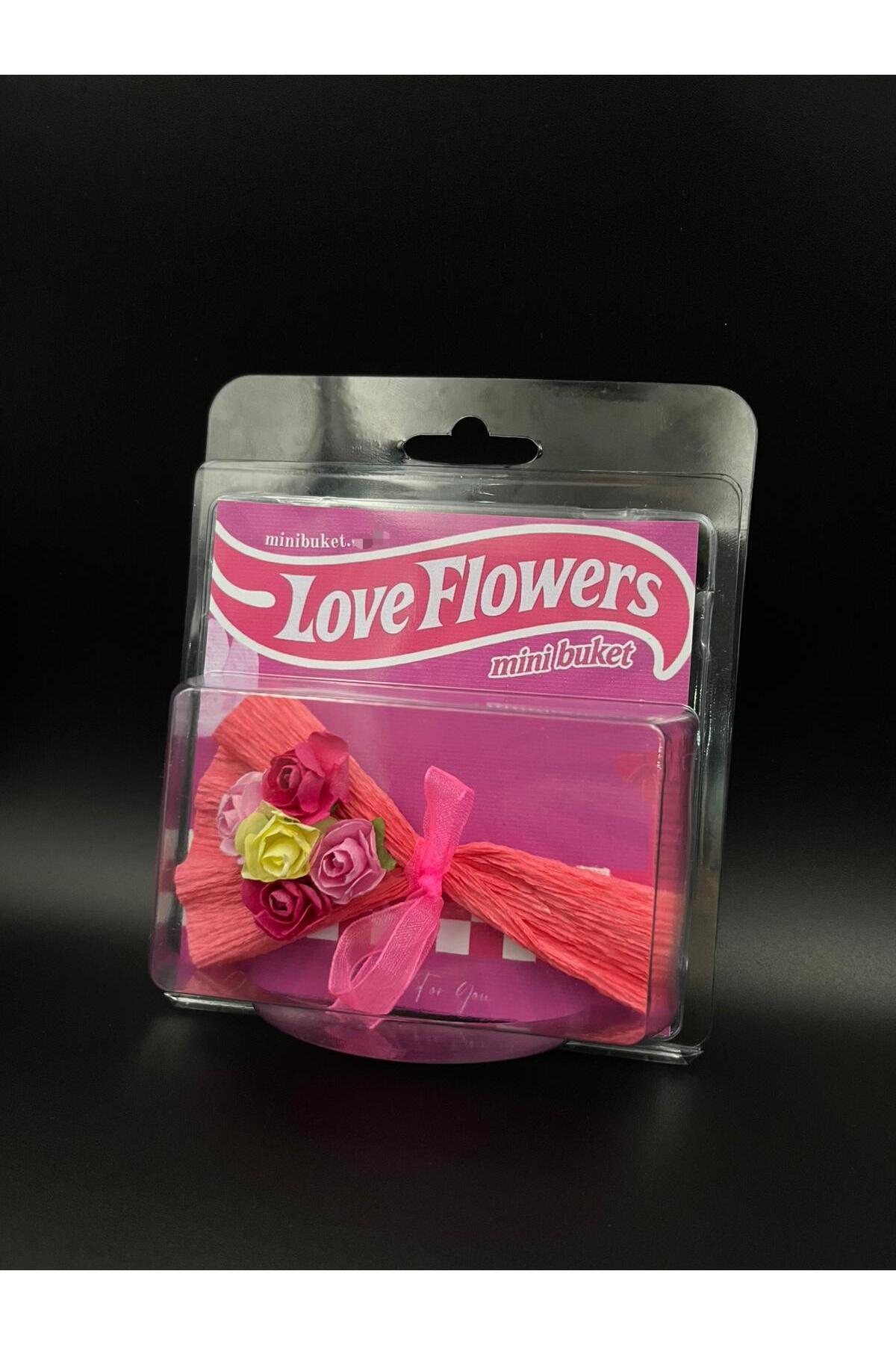 Sepetten Eve Mini Buket Love Flowers Koleksiyonluk Sevgiliye Hediye Çiçek Buketi HOT FLOWERS Yılbaşı Hediyesi
