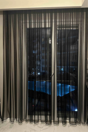 Ta-Ha Perde ve Halı Pilesiz Siyah Petek Zemin Grek Tül Perde, Kırışmayan Etek...