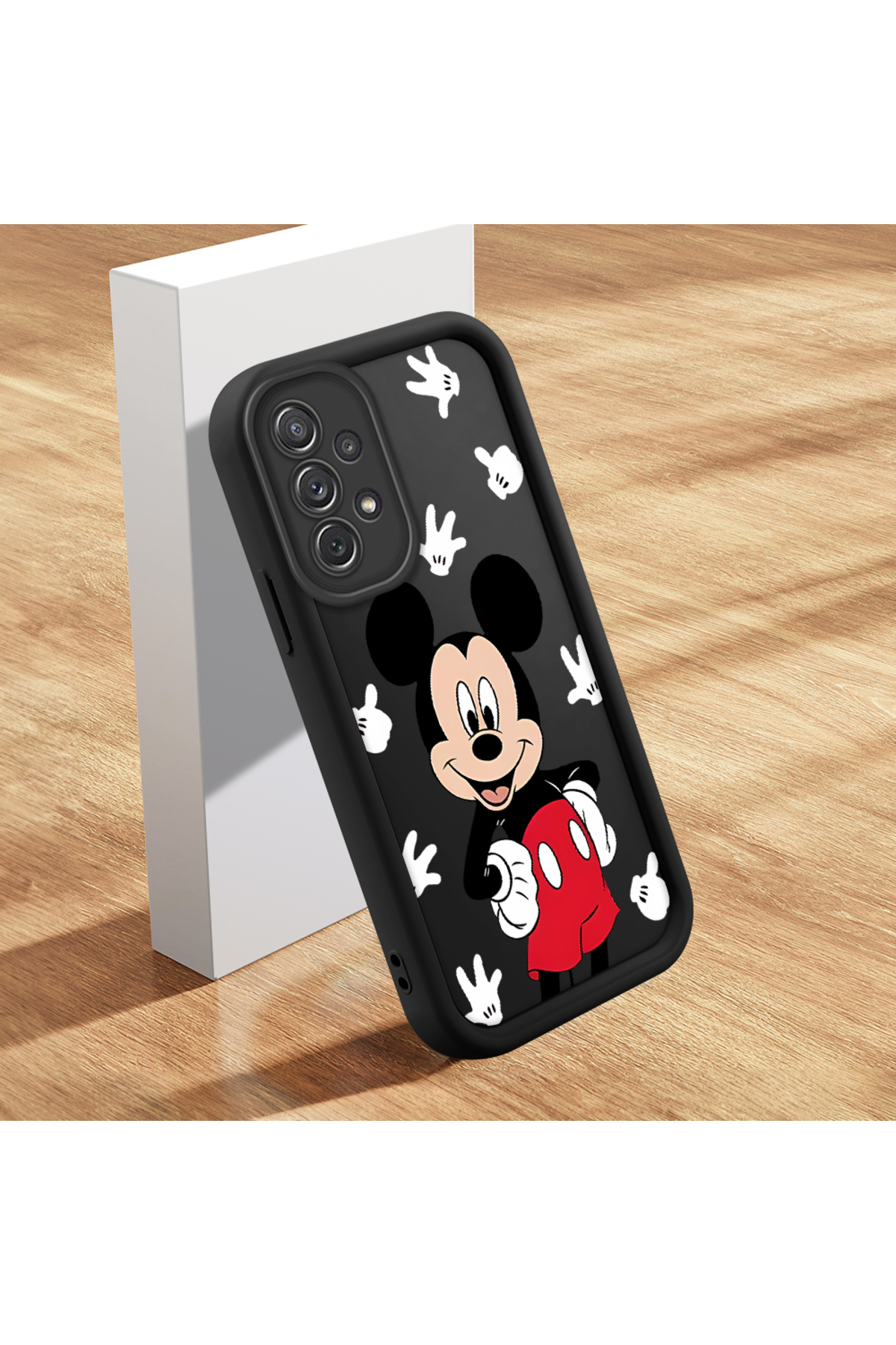 Samsung Galaxy A72 Compatible Cartoon Patterned Black Silicone Shockproof Phone Case