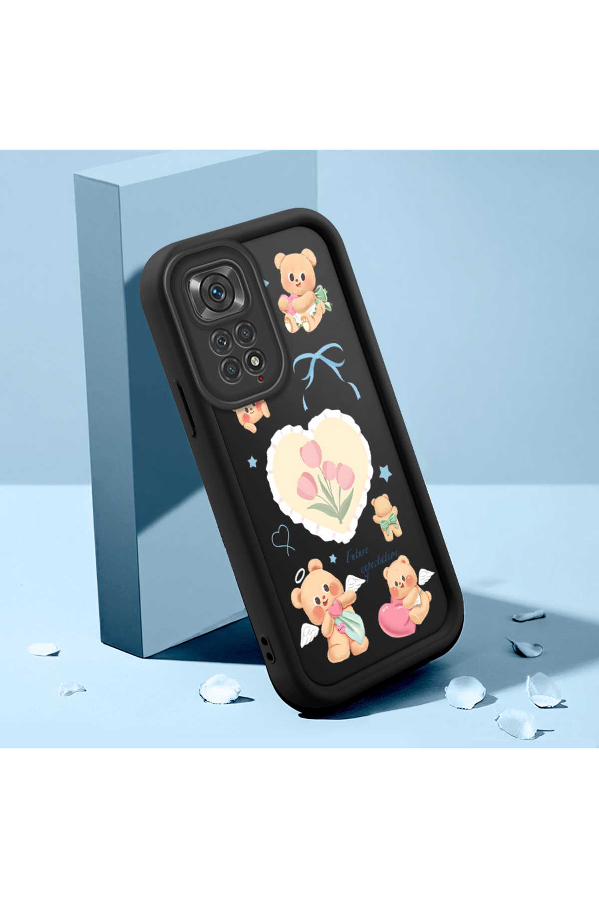 Xiaomi Redmi Note 11s Compatible Shockproof Black Silicone Case with Cute Pattern