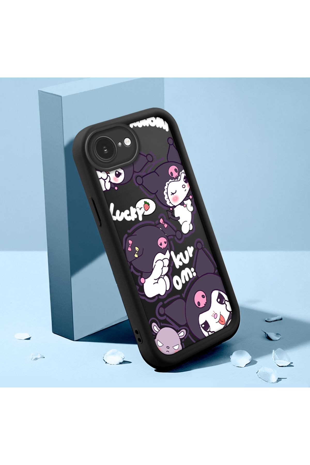 black Silicone Animation Pattern High Impact Protection Phone Case for iPhone 16e
