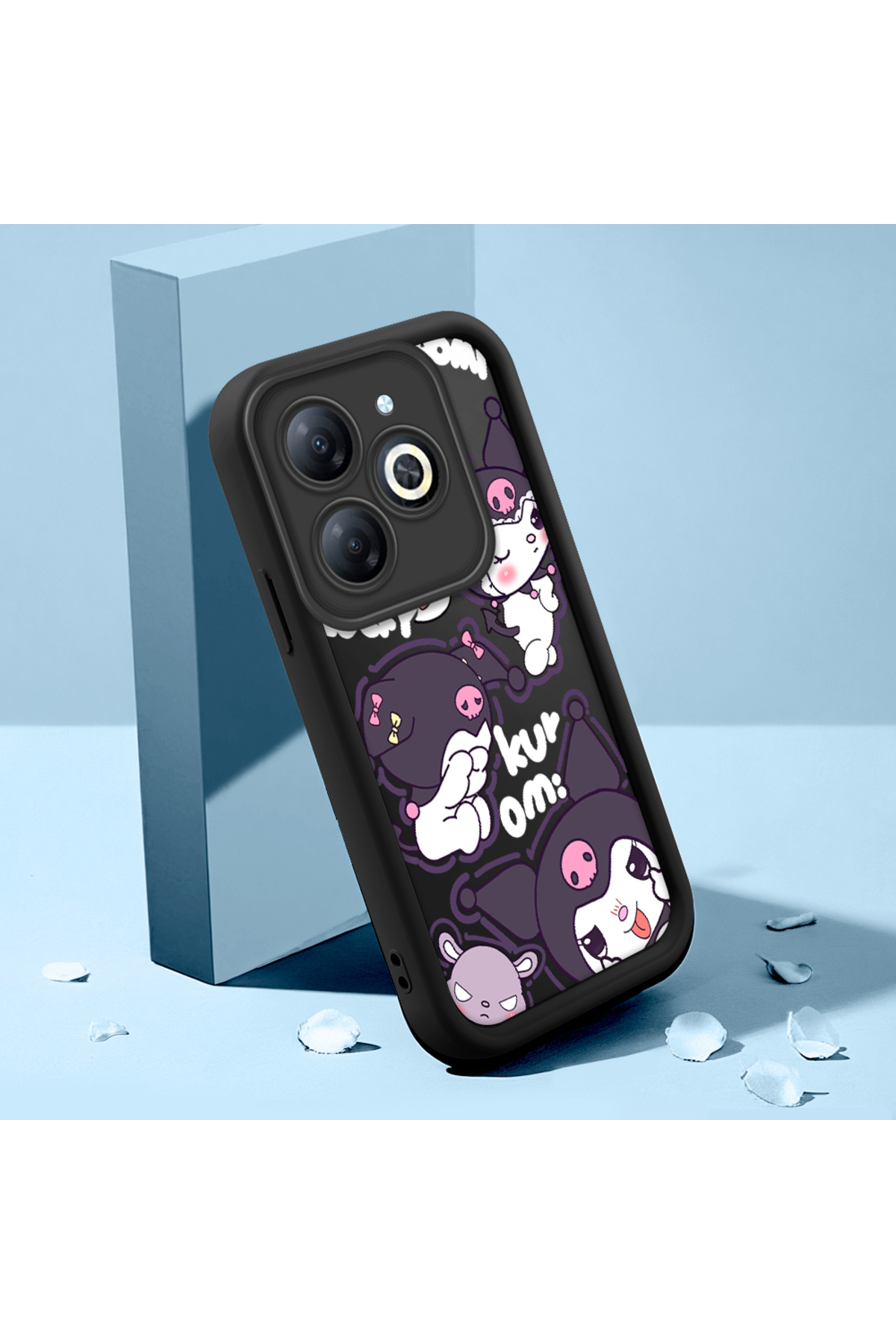 Tecno Spark 20/20C Compatible Black Silicone Animation Pattern High Impact Protection Phone Case