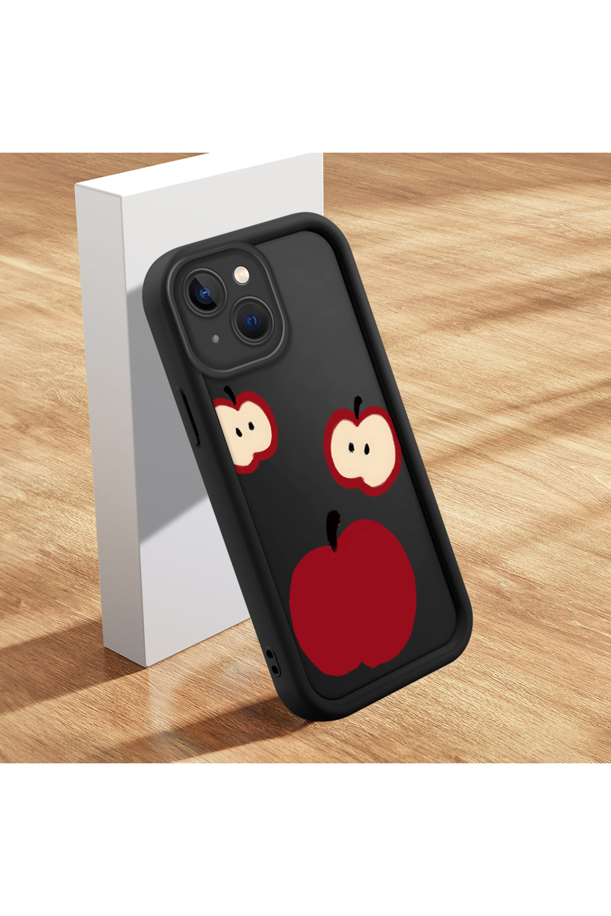 black Silicone Fun Pattern Shock Absorbing Phone Case for iPhone 15