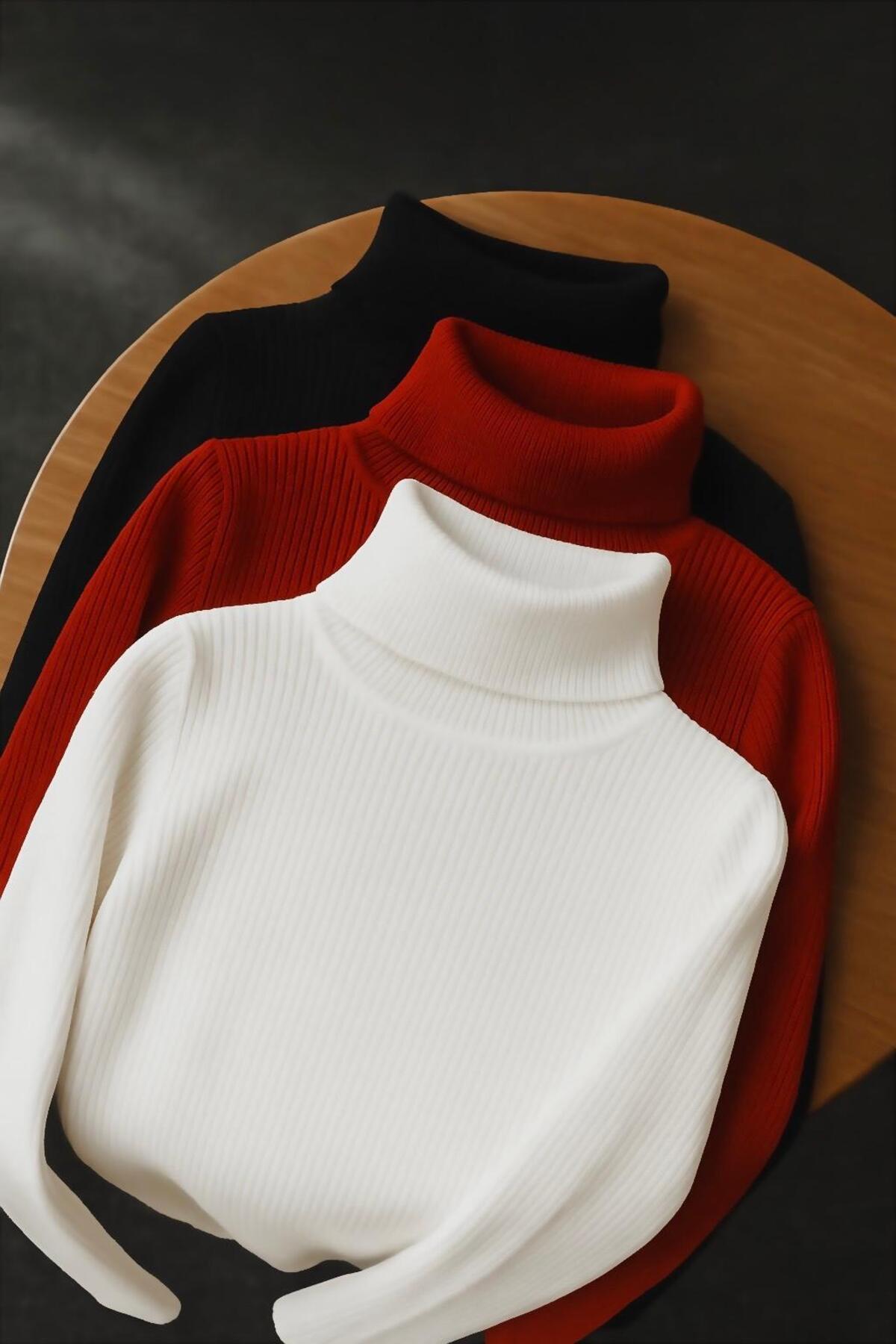 LUPERCUS kadın kazak 3lü adet uzun kollu