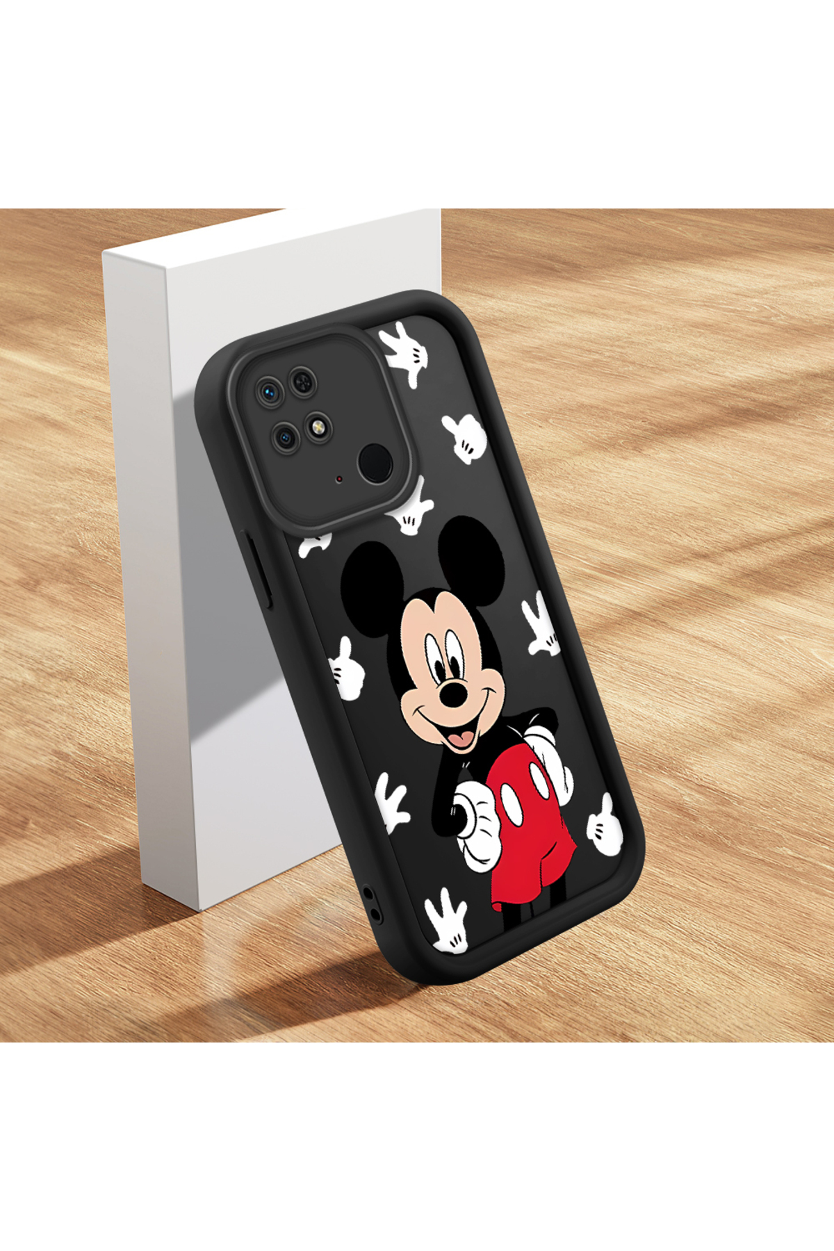 Black Silicone Shockproof Phone Case with Xiaomi Redmi 10c Compatible Cartoon Pattern