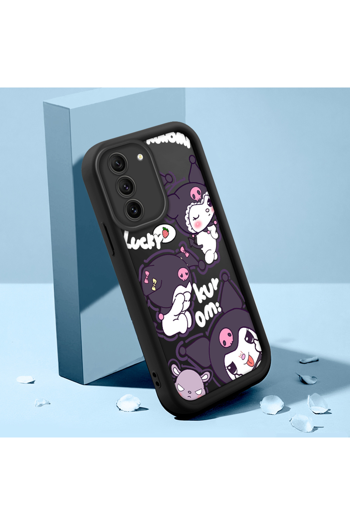 Samsung Galaxy S21 Fe 5G Compatible Black Silicone Animation Pattern High Impact Protection Phone Case