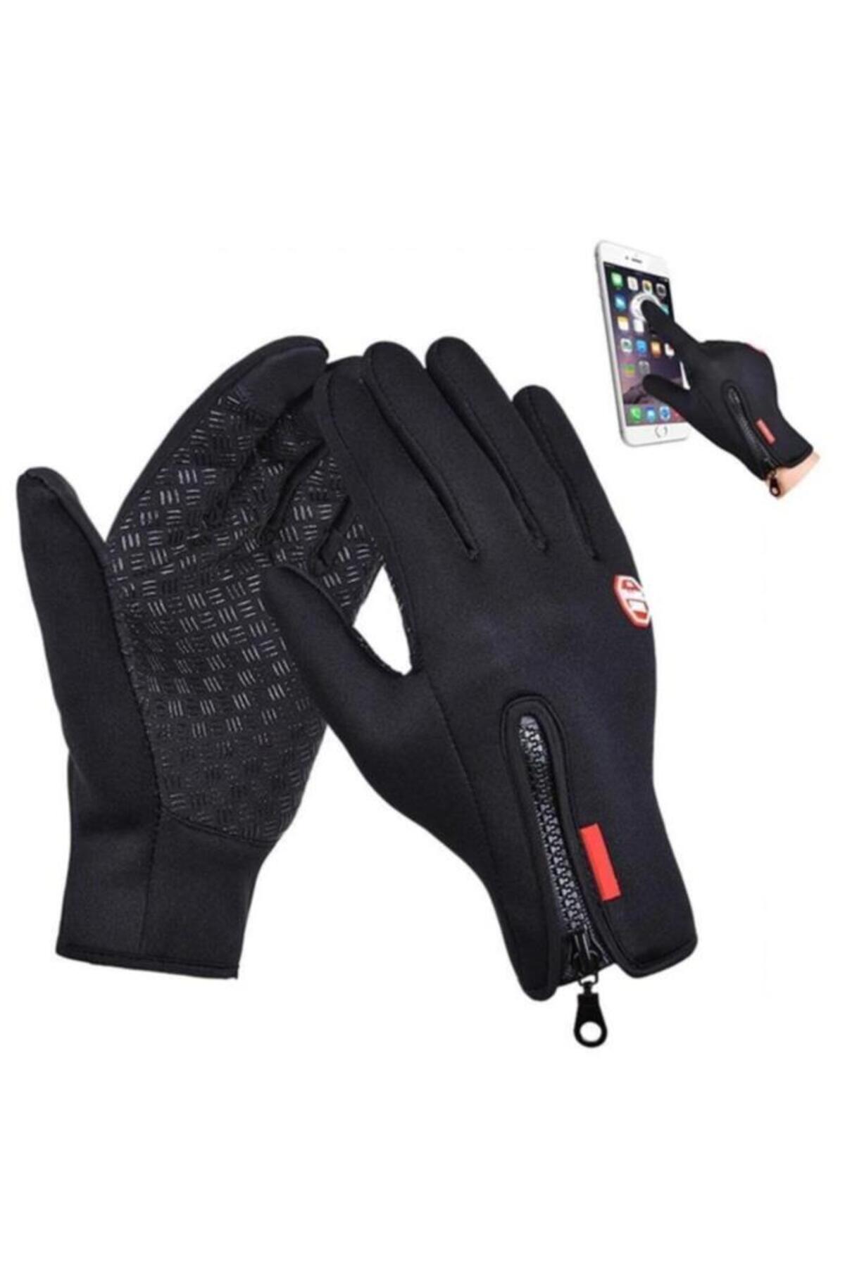 polo single  Dokunmatik Rüzgar Geçirmez Kaymaz Unisex Eldiven Siyah L - Görsel 2