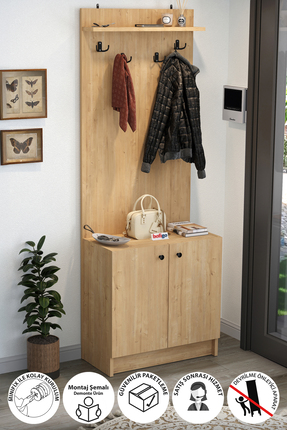 Bofigo 2 Kapaklı Portmanto Elbise Askılığı Vestiyer Ayakkabılık Askılık Güneş...