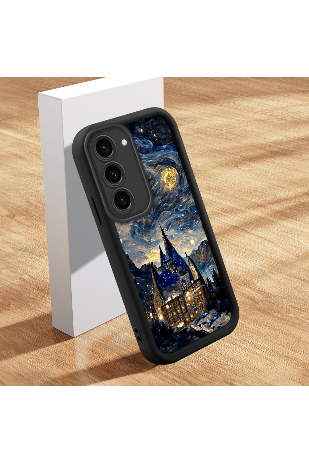 Samsung Galaxy S23 Compatible Charming Sky Pattern Black Silicone Case