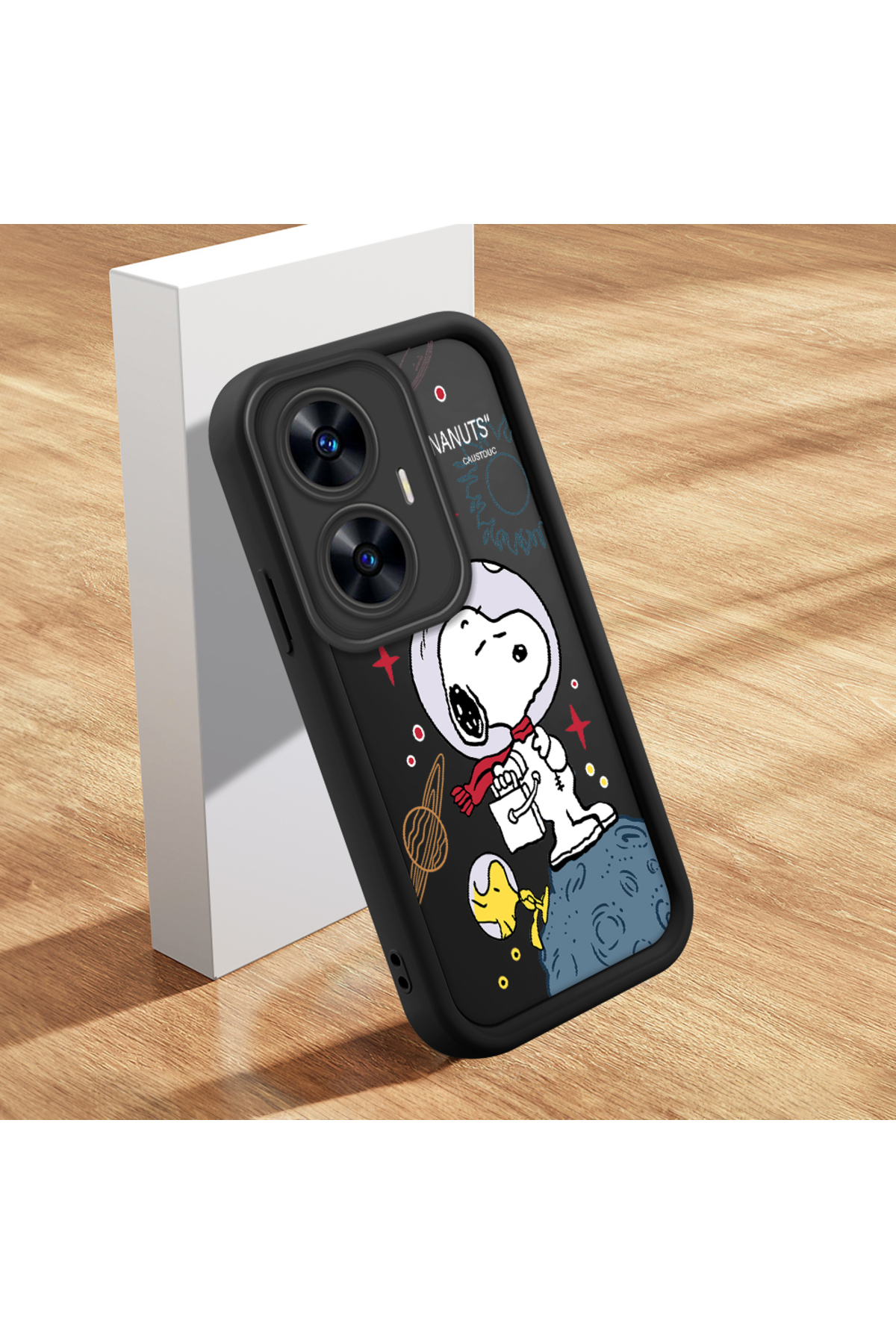 Realme C55 Compatible Black Silicone Cartoon Case Impact Protection