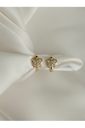Zivazer Store çocuk kararmaz xuping 14k gold renginde taşlı halka küpe