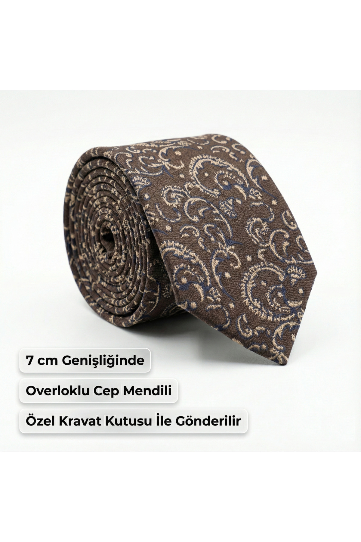 Elegante Cravatte  Şal Desen Dokuma Kutulu Kravat Ve Cep Mendili - Görsel 2