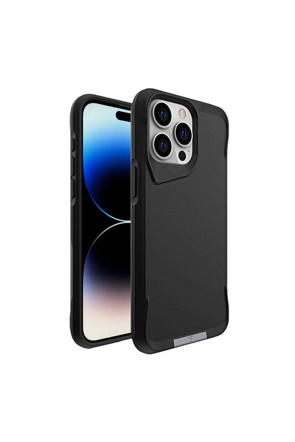 iPhone 15 Pro Max Uyumlu TCMK AiHTTg Kenarlı T-Max Mat Standlı Kılıf-Siyah