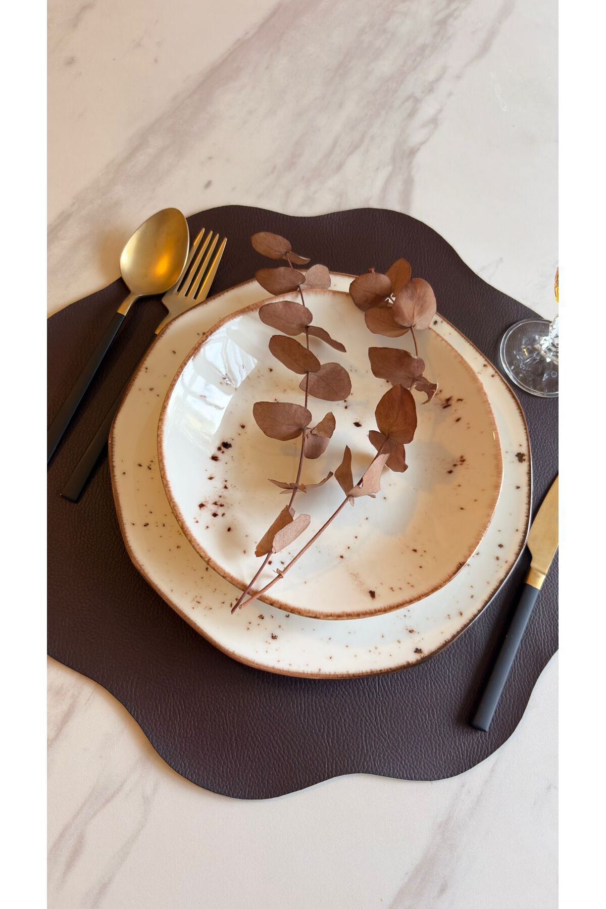 Lin Home Acı Kahverengi Deri Amerikan Servis/ Supla/ Placemats