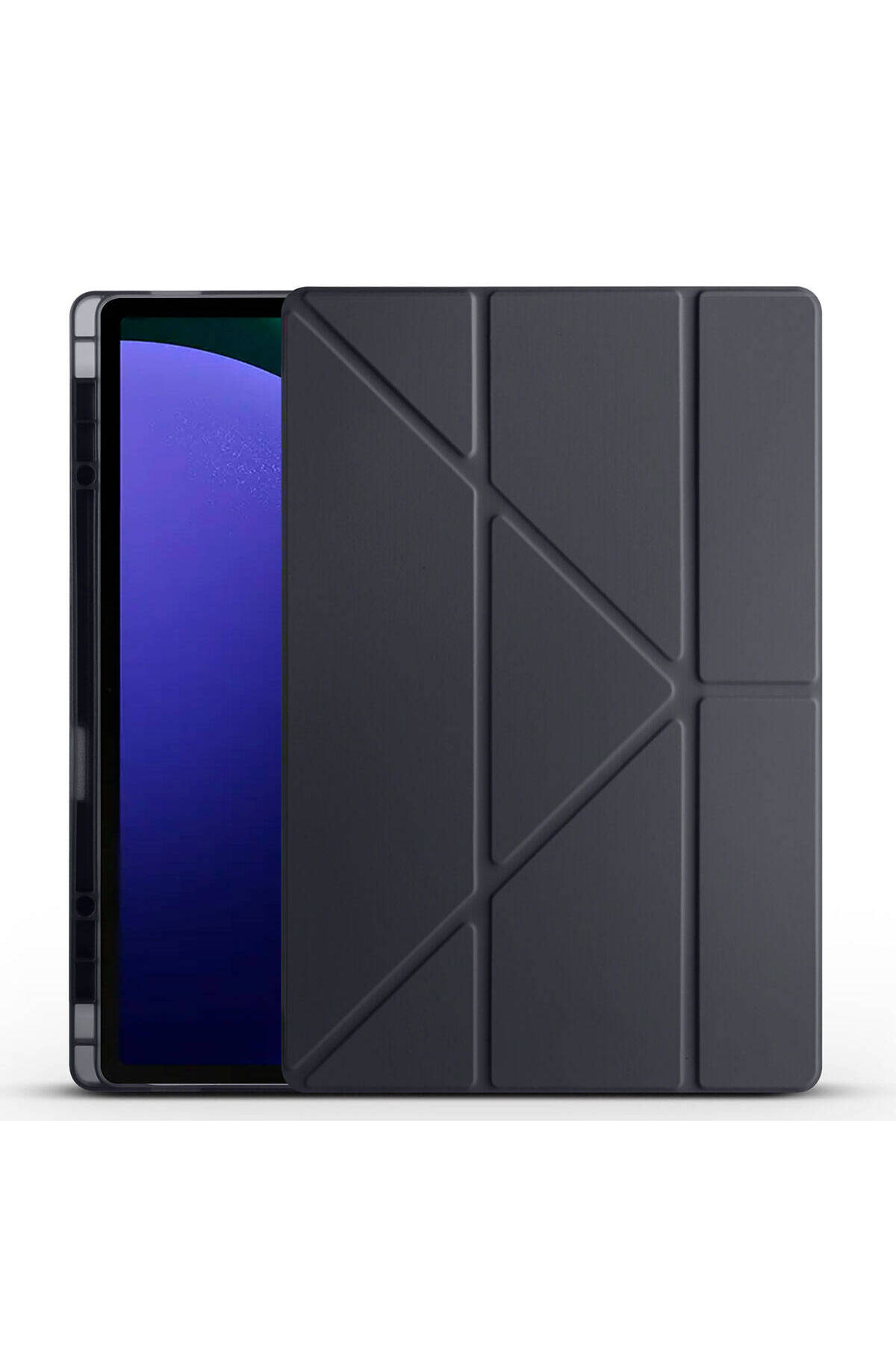 Galaxy Tab S10 Ultra Kılıf ASMA Tri Folding Kalem Bölmeli Standlı Kılıf - Siyah