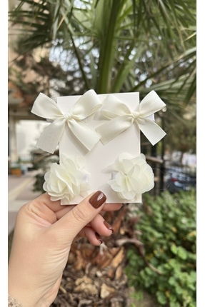 Toka Perisi Kız Bebek Çocuk Krem Frida Fiyonk 4’lü Metal klipsli Toka Seti