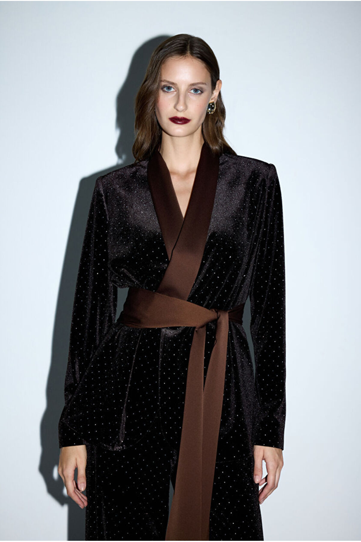 Mert Lion Collar Satin Velvet Jacket
