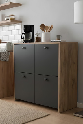 reflekta Antrasit Gri Çok Amaçlı Dolap Raf Kapaklı Dolap Mutfak Dolabı Mutfak...