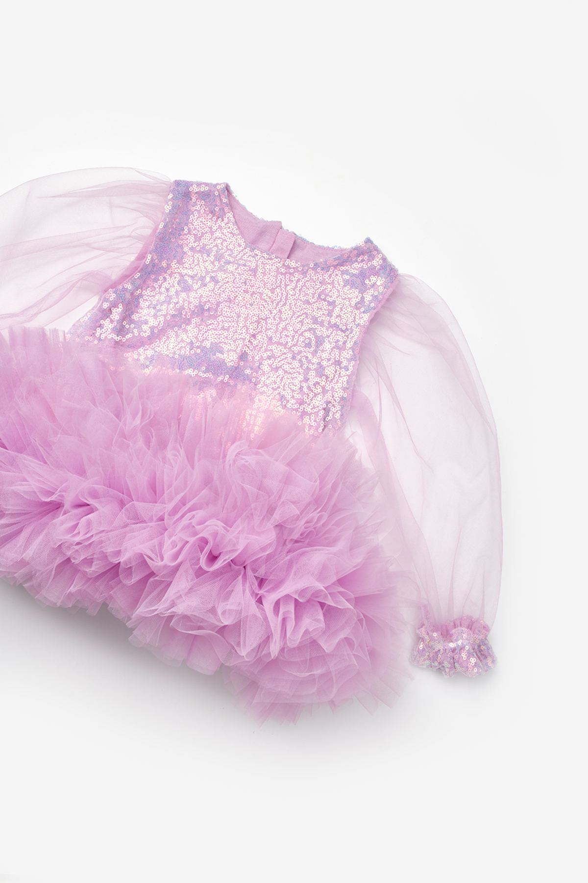 Le Mabelle Lila Etek Ucu Fırfır Detaylı Kız Bebek Elbise - Violet fotoğrafı 4 (önizleme)