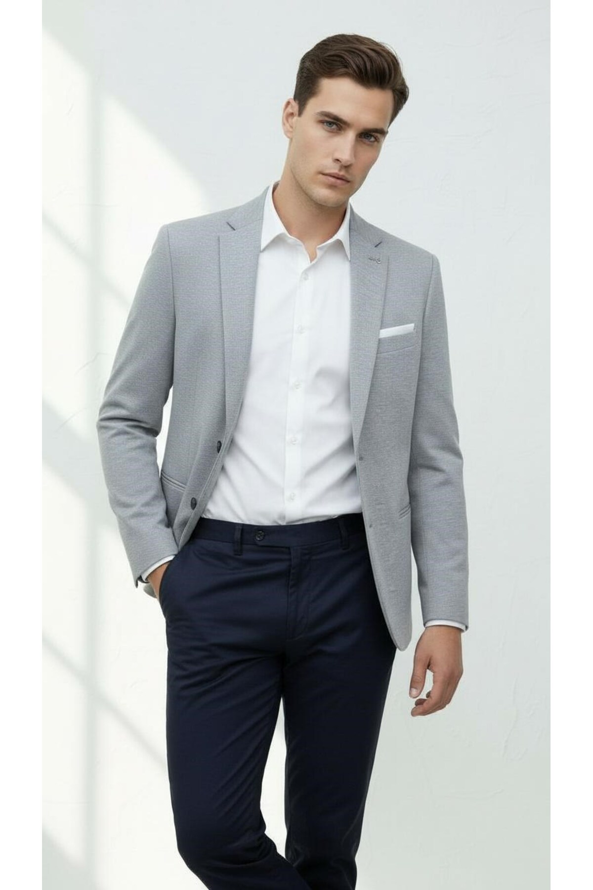 Plus Scorpion  Erkek Esnek Kumaş Slim Fit Blazer Ceket – Günlük & Ofis Şıklığı