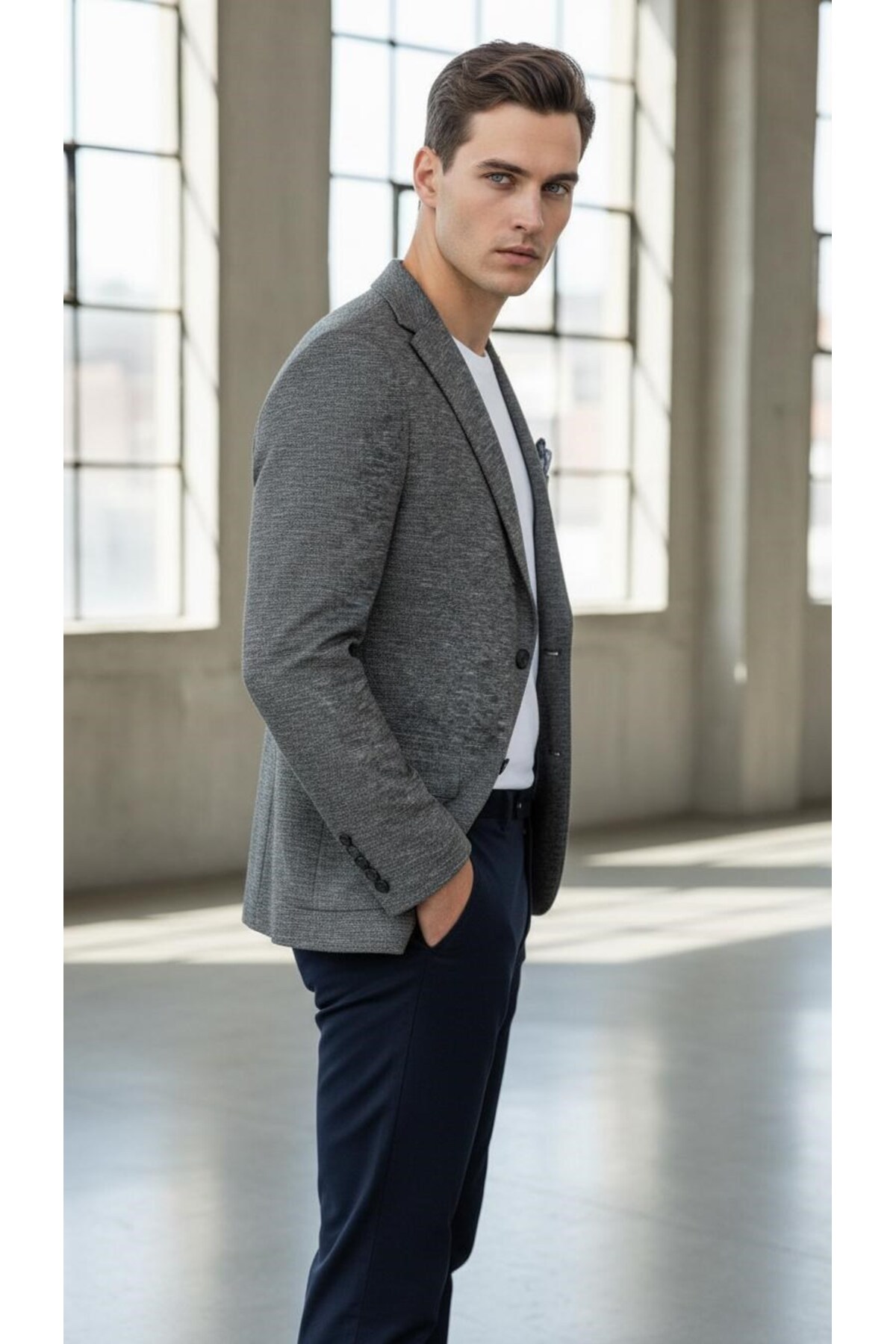 Plus Scorpion Erkek Esnek Kumaş Slim Fit Blazer Ceket, Günlük & Ofis Şıklığı görsel 5
