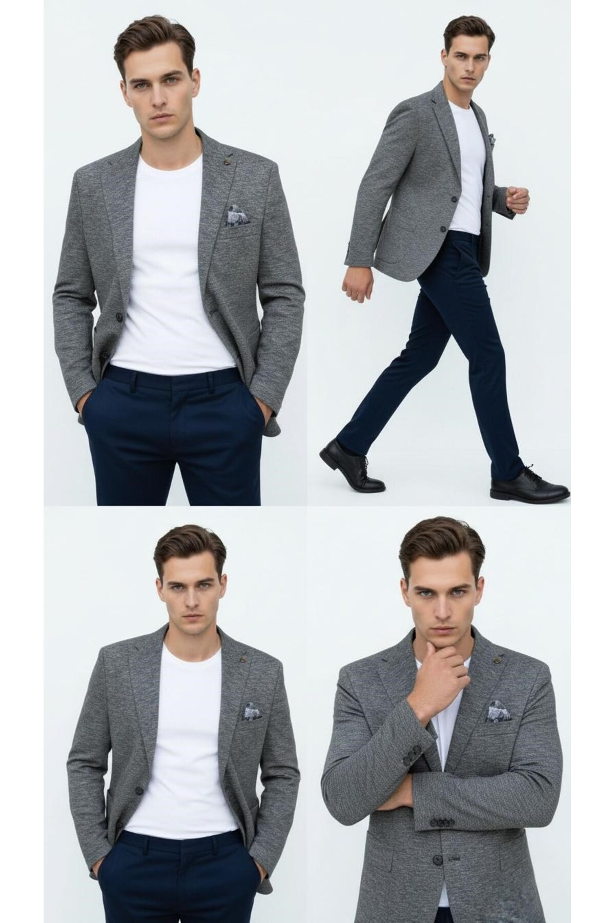 Plus Scorpion Erkek Esnek Kumaş Slim Fit Blazer Ceket, Günlük & Ofis Şıklığı görsel 3