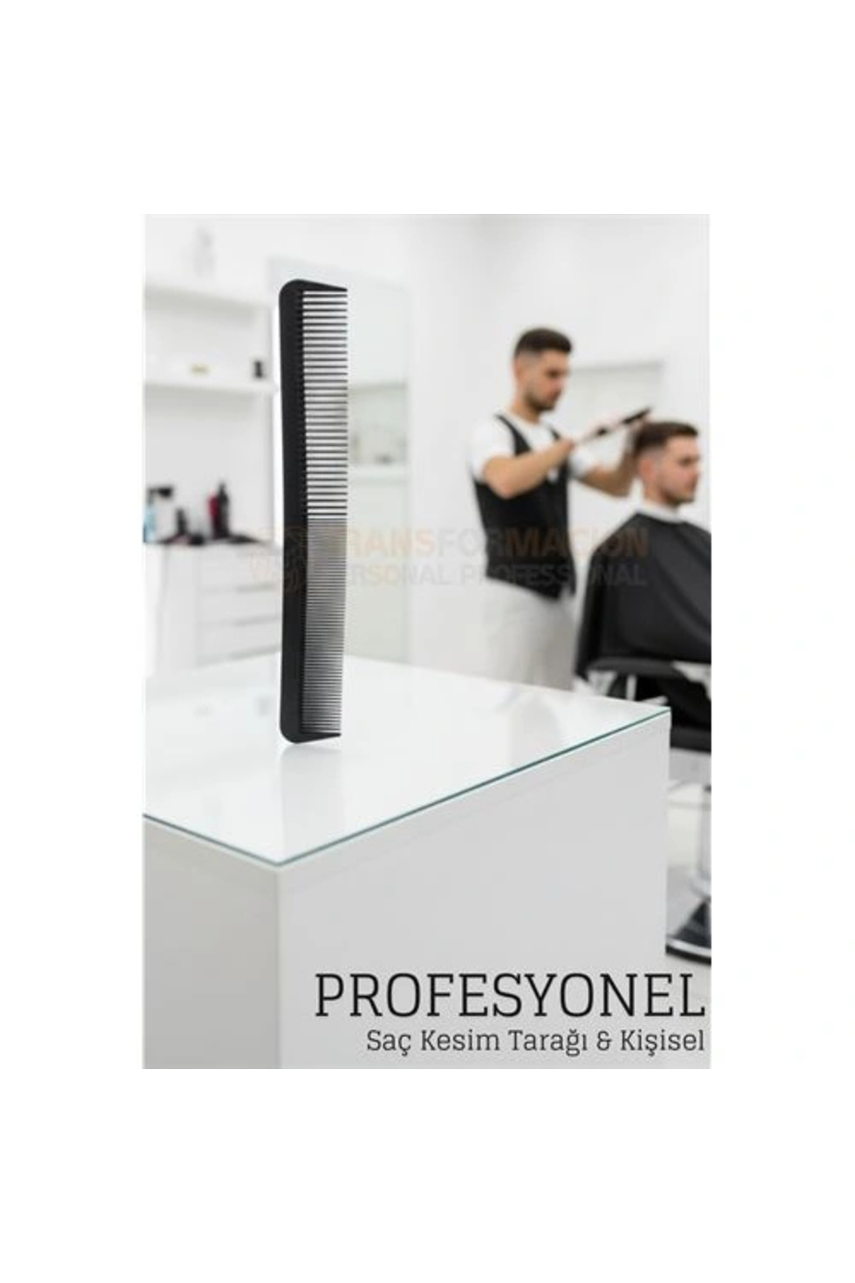 CANSA Kuaför Saç Kesim Tarağı - Profesyonel Eğimli Tasarım Berber Kesim Tarağı