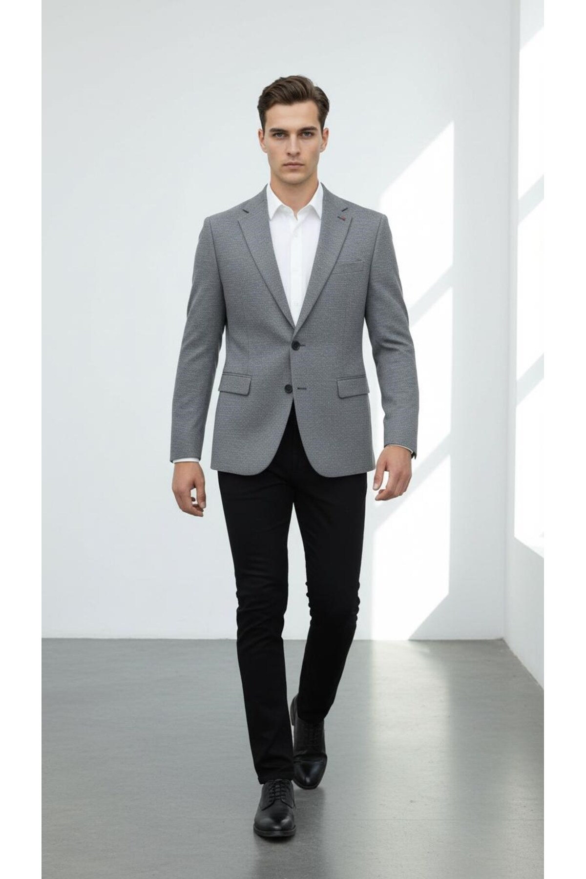 Plus Scorpion  Erkek Esnek Kumaş Slim Fit Blazer Ceket – Günlük & Ofis Şıklığı - Görsel 7