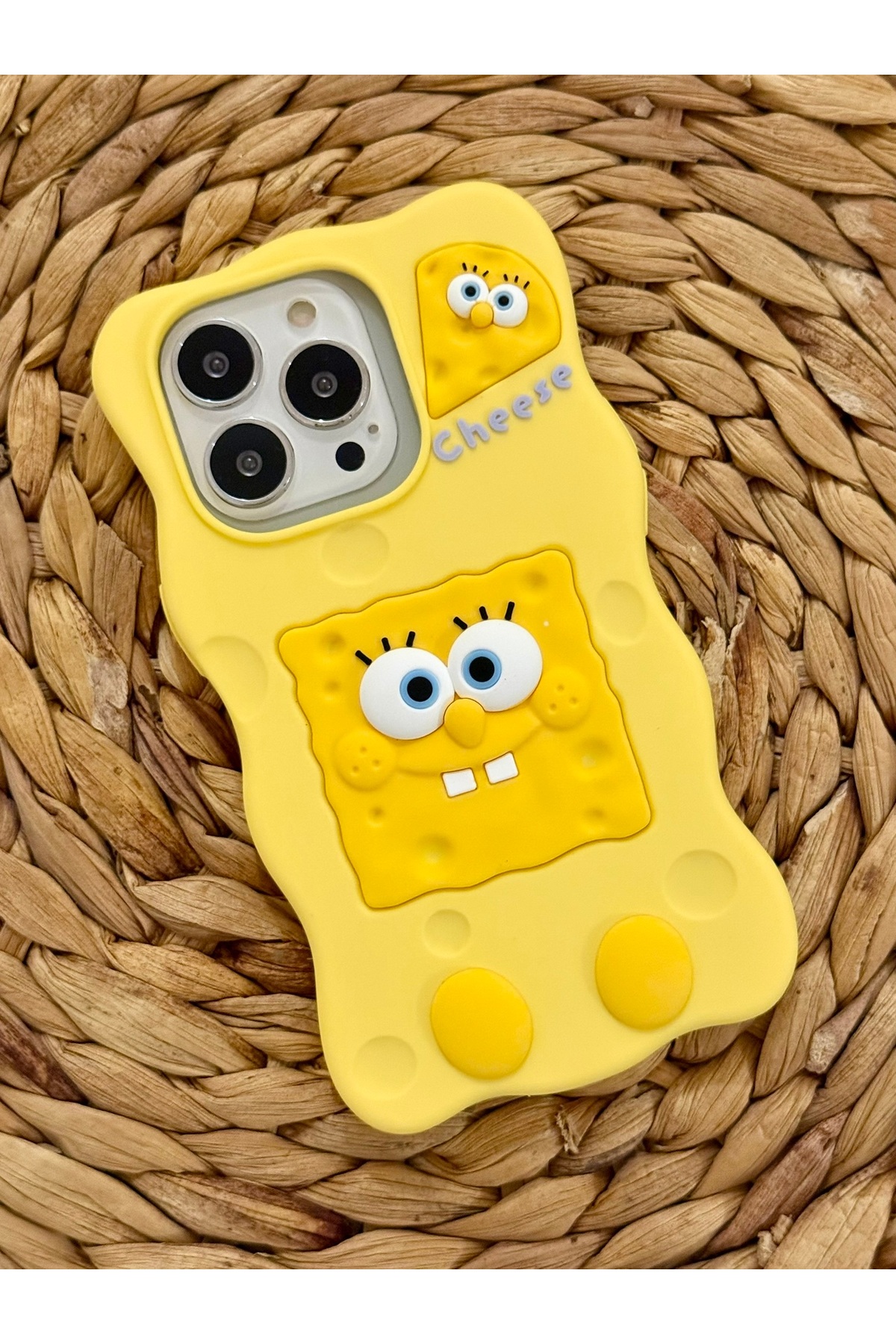 Soft Dough Silicone Case with Iphone 14 Pro Max (6.7 inch) Compatible Cute Sponge Bob and Cheese Detail