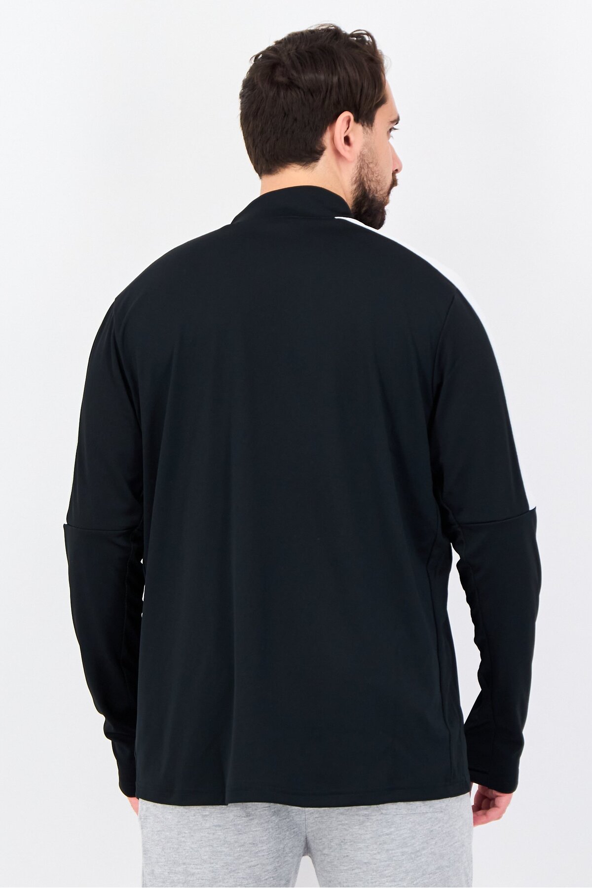 تي شيرت كرة قدم رجالي رياضي بأكمام طويلة، أسود